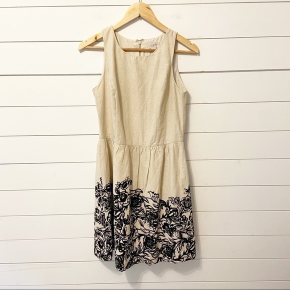 LOFT | Linen Blend Floral Fit and Flare Dress Size 6 - Picture 1 of 10